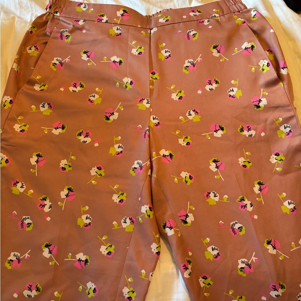 J. Crew Pink and Brown Casual Floral Bottoms
